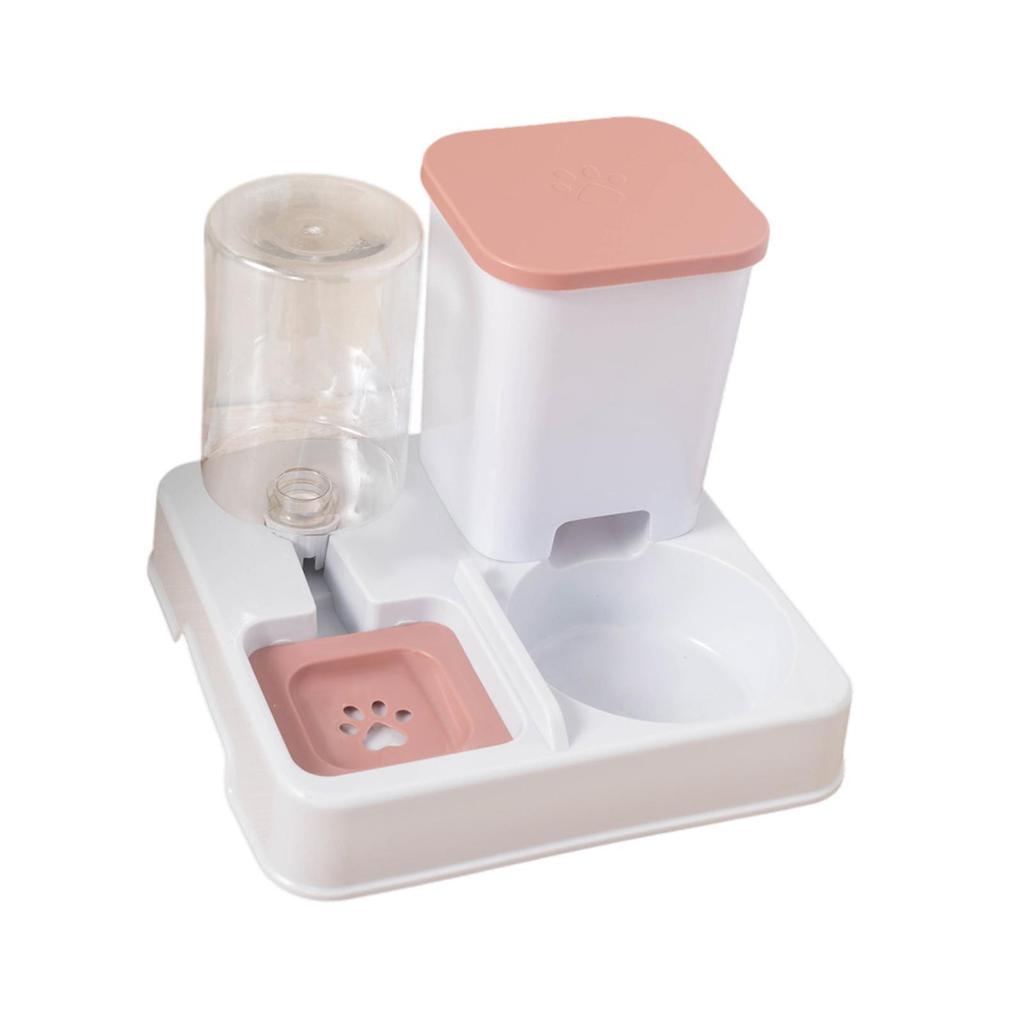 Automatic Dog Cat Feeder 2 In 1 Feeder and Waterer Set Food and Water Supply Portable Removable Dry and Wet Separation