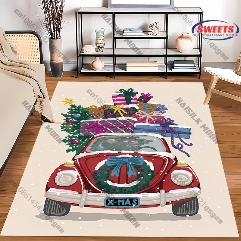 

Рождественские коврики машинной стирки красные с принтом машинок придверный коврик напольный ковер для гостиной столовой спальни прихожей и коридора 40x60cm (16x24in)
