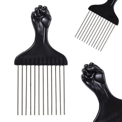 1 ks Módní a profesionální pro salonní použití Černá pěst Kovový africký hřeben na vlasy Afro hřeben na vlasy
