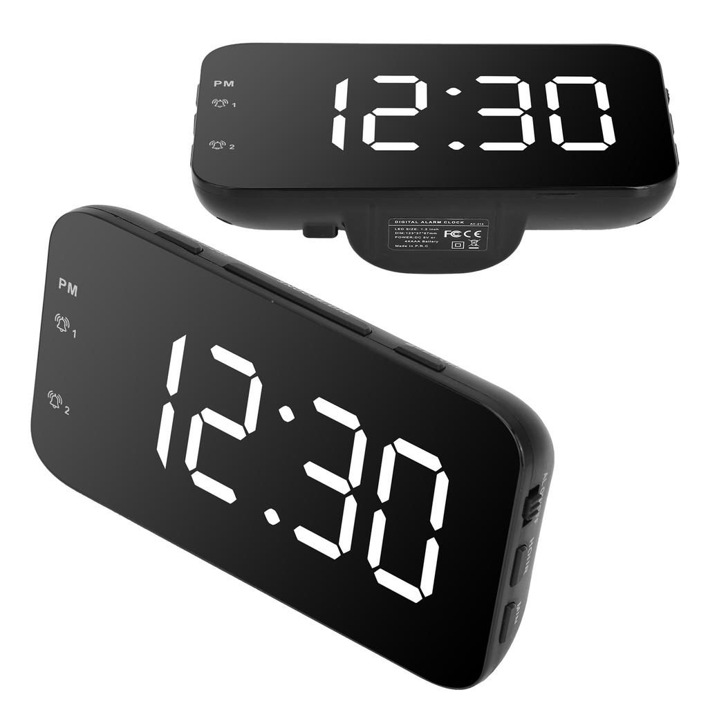 LED Digital Alarm Clock Portable Desk Clock with Snooze for Bedroom Home TravelWhite