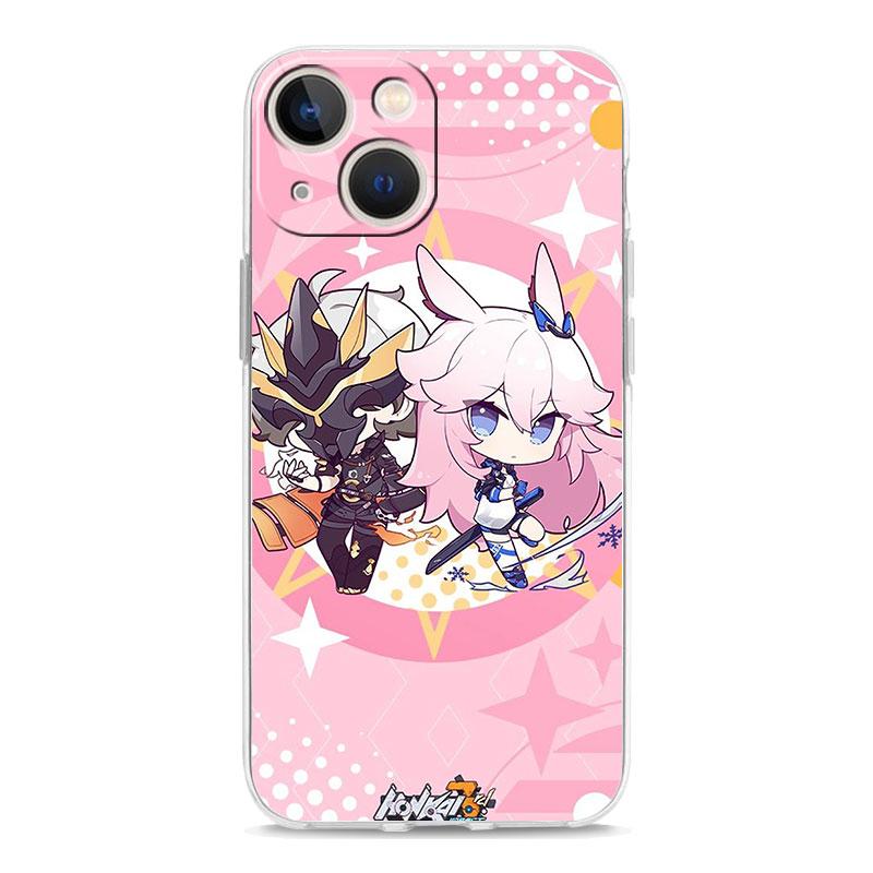 Luxus Hülle für iPhone 15 14 13 12 11 Pro Max X Xs XR 7 8 Plus Bumper Handyhüllen Klare TPU Hülle Niedlich Honkai Impact 3rd Spiel