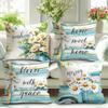 Small Daisy Pattern Home Decor Pillowcase Bedroom Living Room Sofa Decoration Polyester Cushion Cover with Zipper