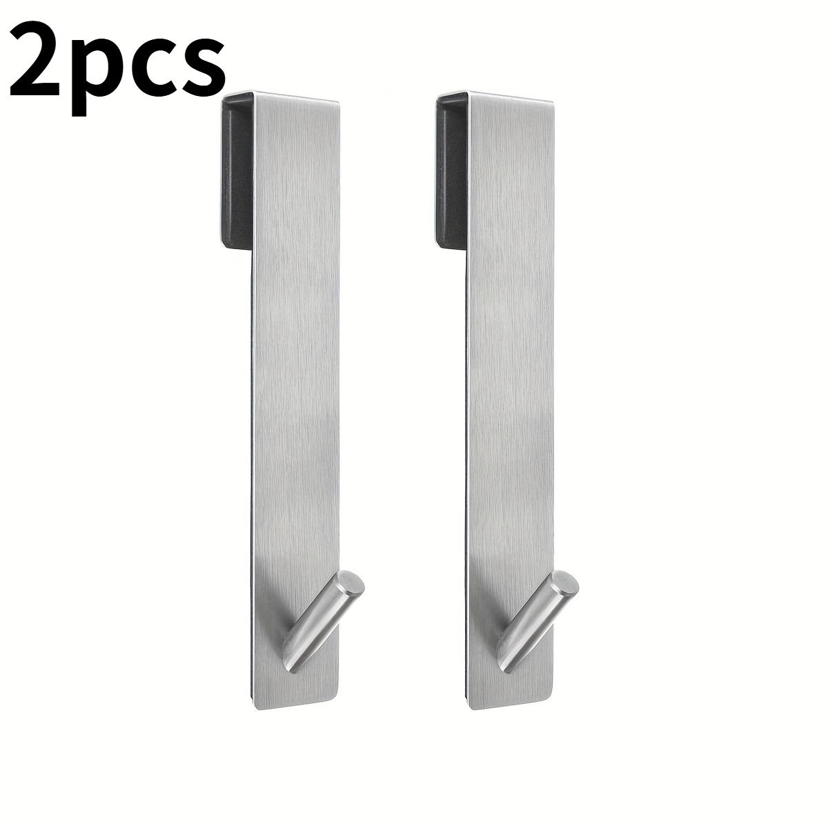 2 шт. крючок из нержавеющей стали для стеклянной двери в ванной, навесной сзади, двойной крючок, крючок для ванной для подвешивания полотенец и одежды, металлический крючок без сверления 2pcs серебряный