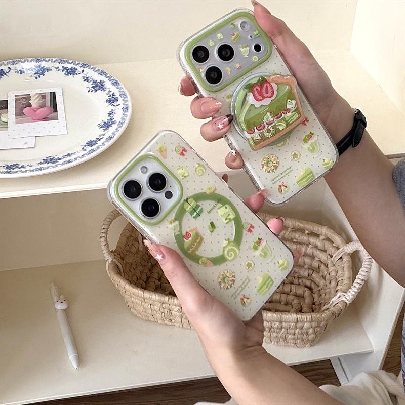 Korean Style Matcha Dessert Shake Magnetic Phone Case for iPhone 17/16 Pro Max/15/14