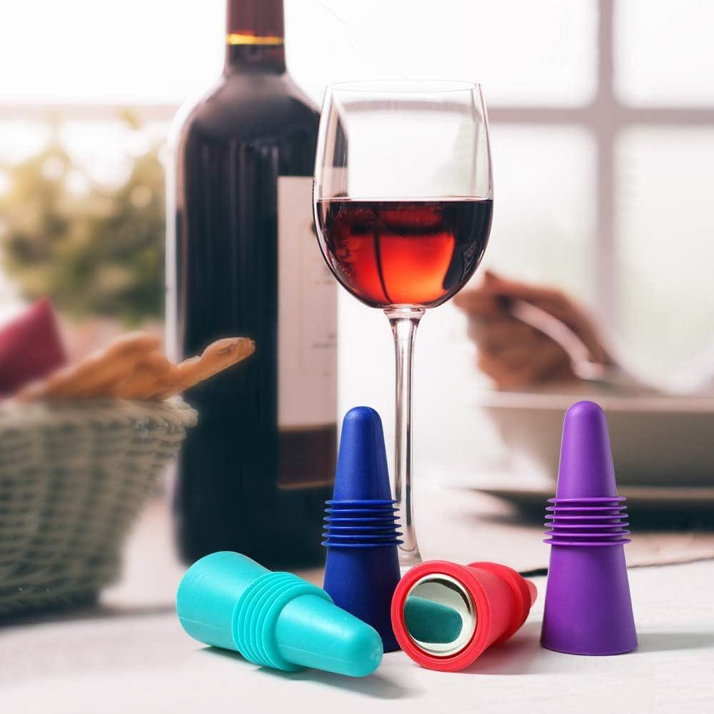 2pcs Sealed Silicone Wine Bottle Stopper Conical Champagne Bottles Sealer Seasoning Bottle