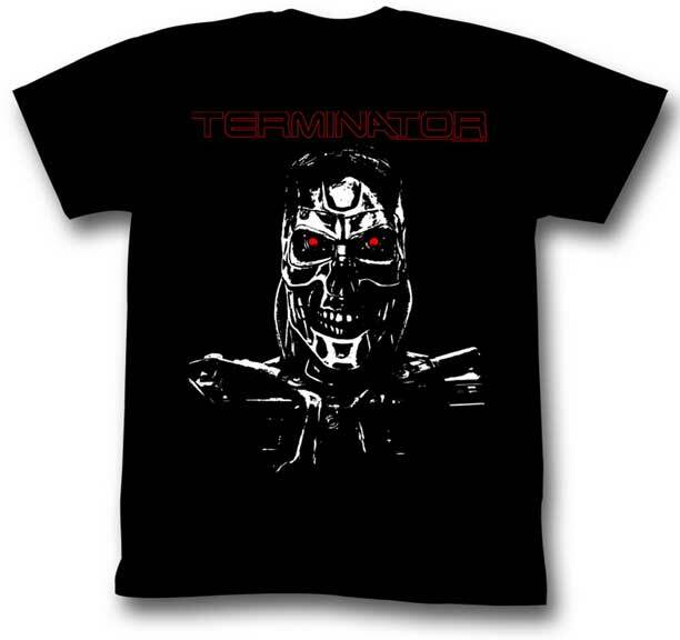 The Terminator 80 Movie Black White T 800 Glowing Red Eyes Men T Shirt S