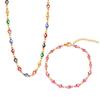 French Retro Colorful Enamel Titanium Steel Necklace & 18K Gold Bracelet - Versatile Personalized Niche Jewelry for Women