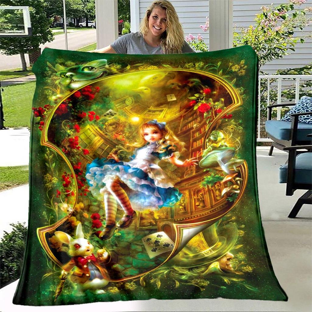 Alice Blanket Alice In Wonderland Blanket Flannel Blanket Bedding Throw Soft Cartoon Bedspread Sofa Blanket Kids Blanket Gift