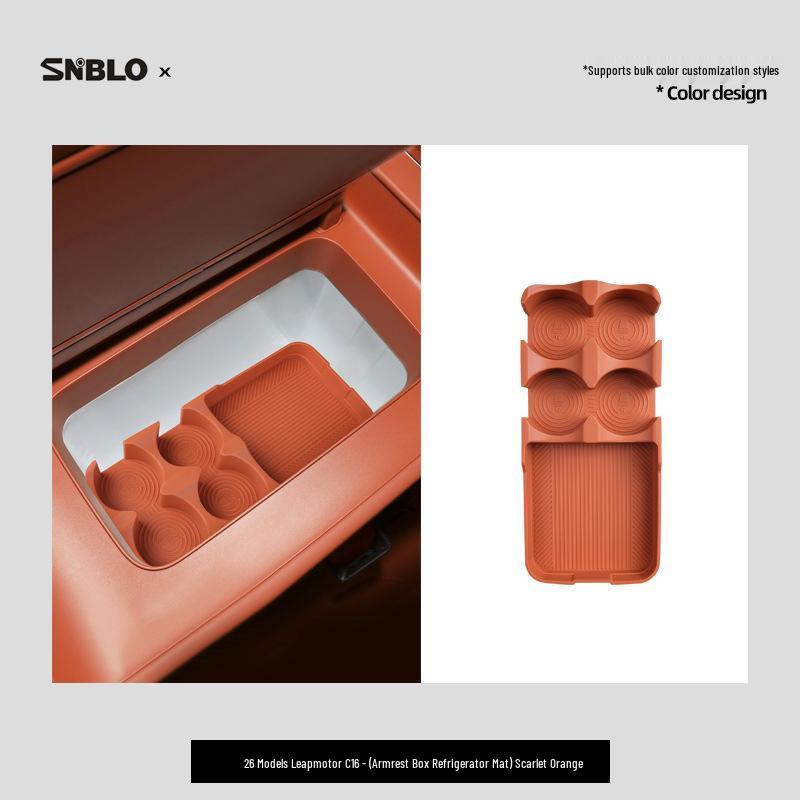 Silicone Armrest Box Refrigerator Pad for 26 Leapmotor C16 Models: Interior Slot Partitioned Storage Organizer