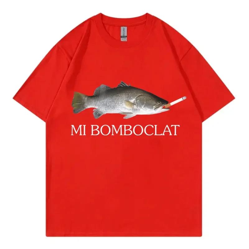 High-quality men's 100% pure cotton T-shirt Bomboclat Fishing Meme Interesting T-shirt Fashion retail Y2k Women's short-sleeved