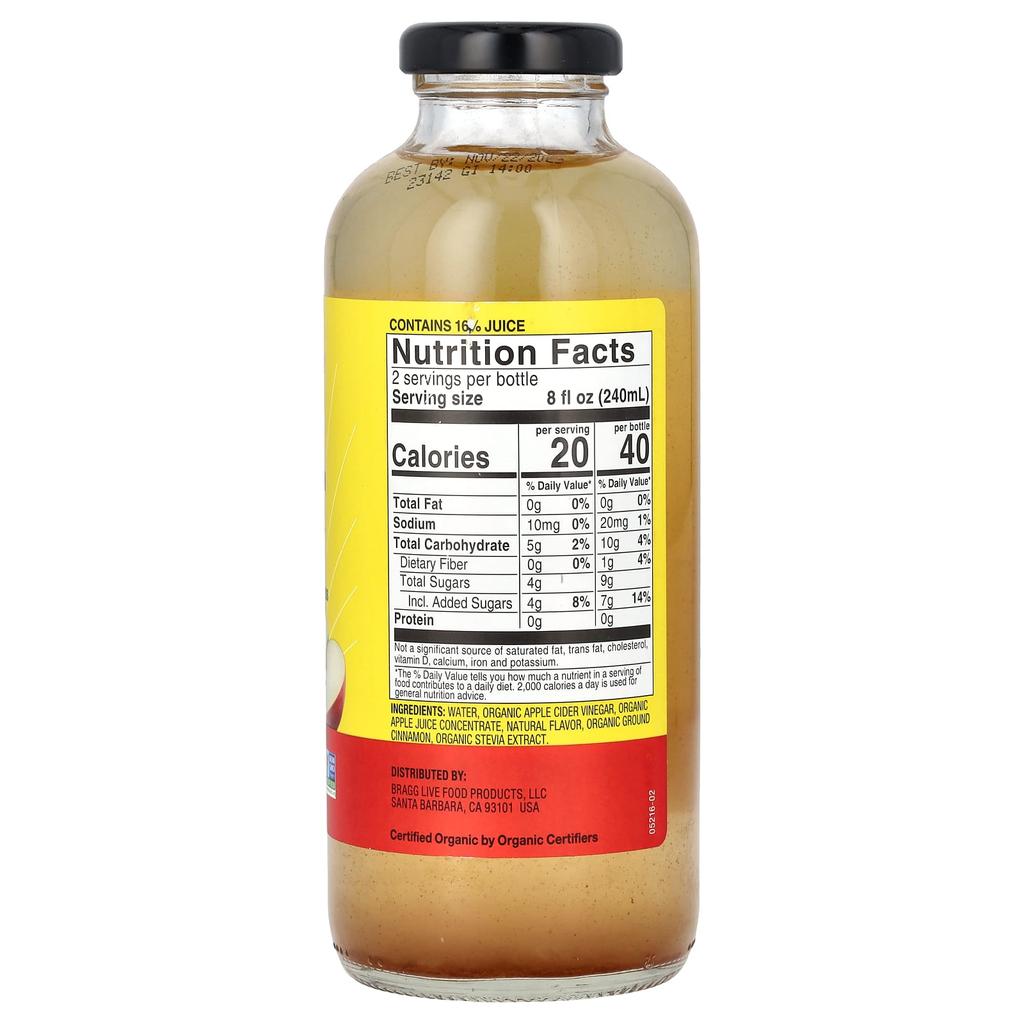 Organic Apple Cider Vinegar Refresher, Prebiotic, Apple Cinnamon, 473 Ml (16 Fl Oz)