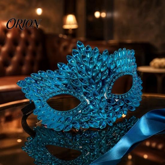 Stable Wear Party Mask Rhinestone Masquerade Mask, Adjustable Eye for Halloween Ball Gala Fashionable Dance Performance Cosplay, Sparkling Hollow