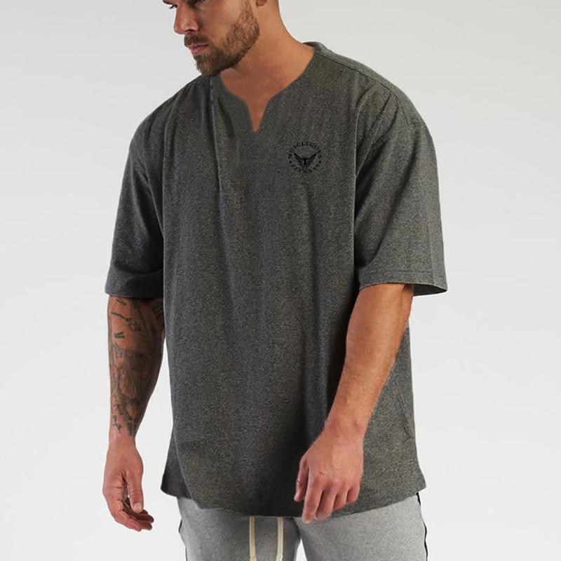 Oversized Breathable Loose Short Sleeved Shirts Summer Running Sports Cotton Gym Bodybuilding Tops Mens Casual Hip Hop T-shirts