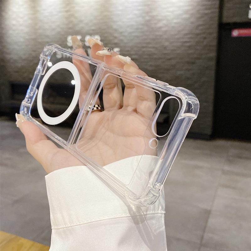 Samsung Galaxy Z Fold7/Z Flip5/6 Magnetic Folding Acrylic Phone Case, Four-Corner Drop-Proof, for 4th Gen Galaxy.