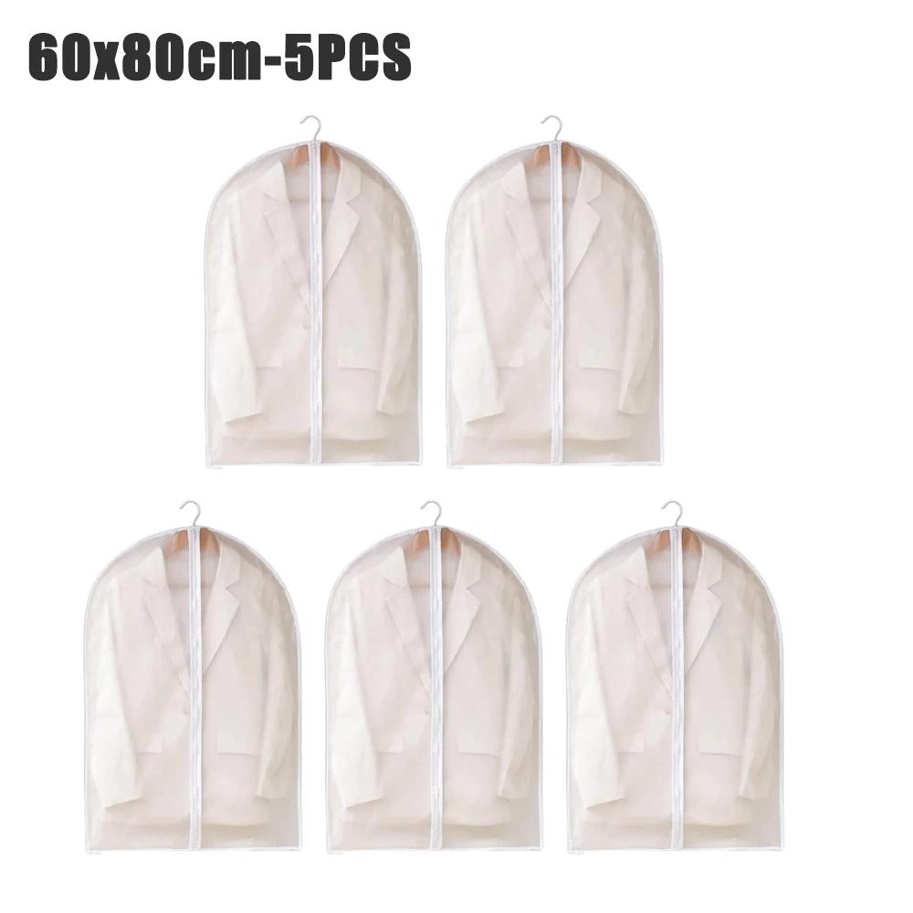 1-10PCS Clothes Dust Cover Transparent Thickened Washable Dust Bag PEVA Household Dust Cover Coat Suit Cover Hanging Clothes Bag