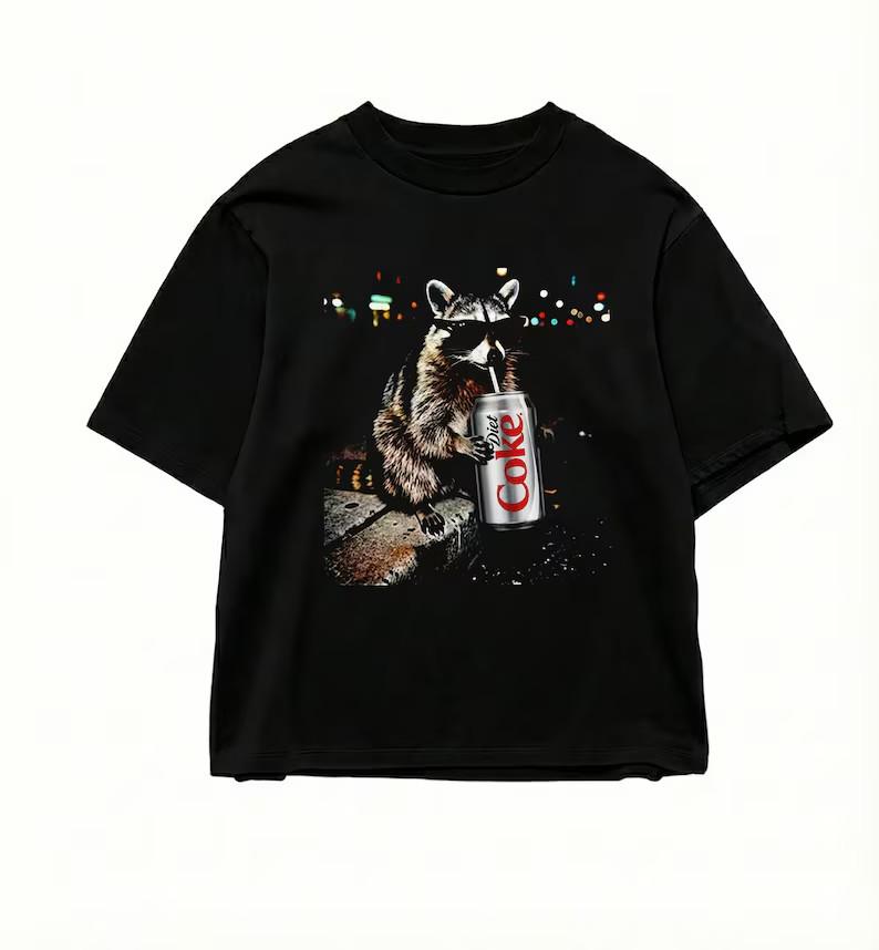 Three Raccoons Diet Coke T-shirts, Funny Meme Genz Dank Raccoons, Trendy Shirt XXL