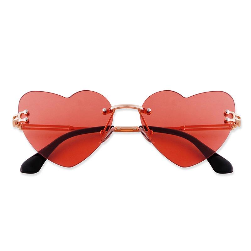 Fashion Red Heart Festival Sunglasses for Women Men Brand Designer Trendy Cat Eye Love Sun Glasses Rimless Party Shades S7268Q