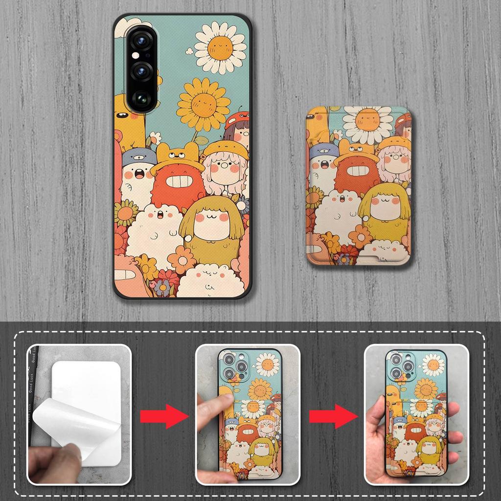 Card slot Shockproof Phone Case For Sony Xperia1 V 2023 Back Cover Card sleeve Fashion Design Soft case Dirt-resistant