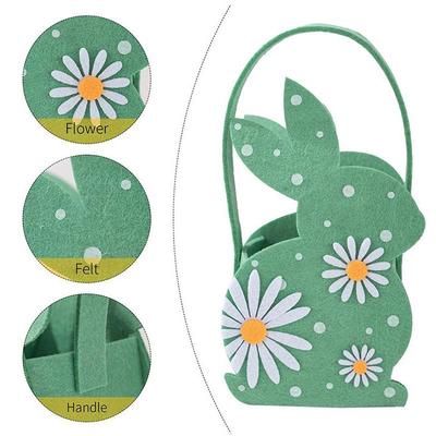 3D Bunny Soft Felt Candy Tote Bag Easter Gift Storage Basket Egg Hunt Party Bag for Gifting