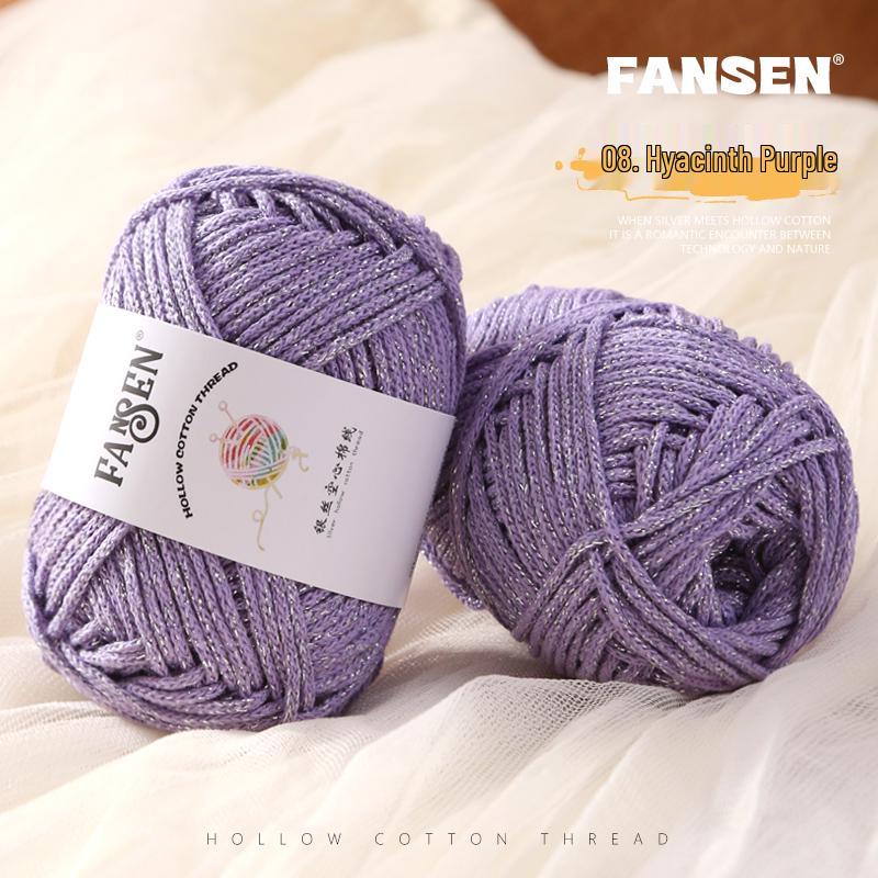 Silver Flash Hollow Cotton Yarn Ball Kit for Hand Knitting & Crochet - Includes Yarn, Hook, and Instructions for DIY Scarf and Sweater Projects