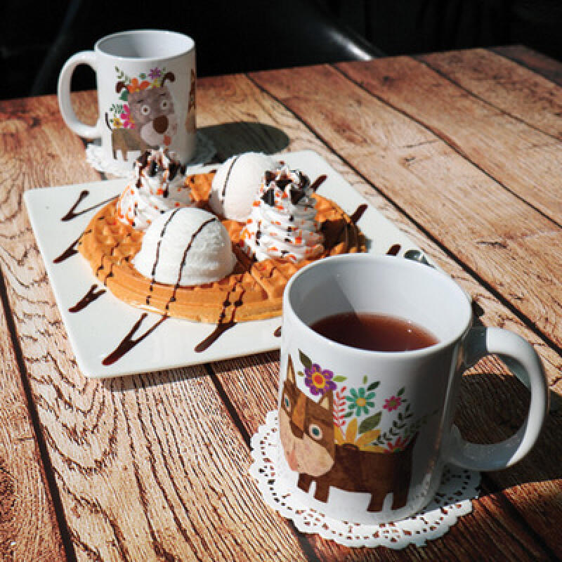 if049-Design Mug 2p-Flower Dog