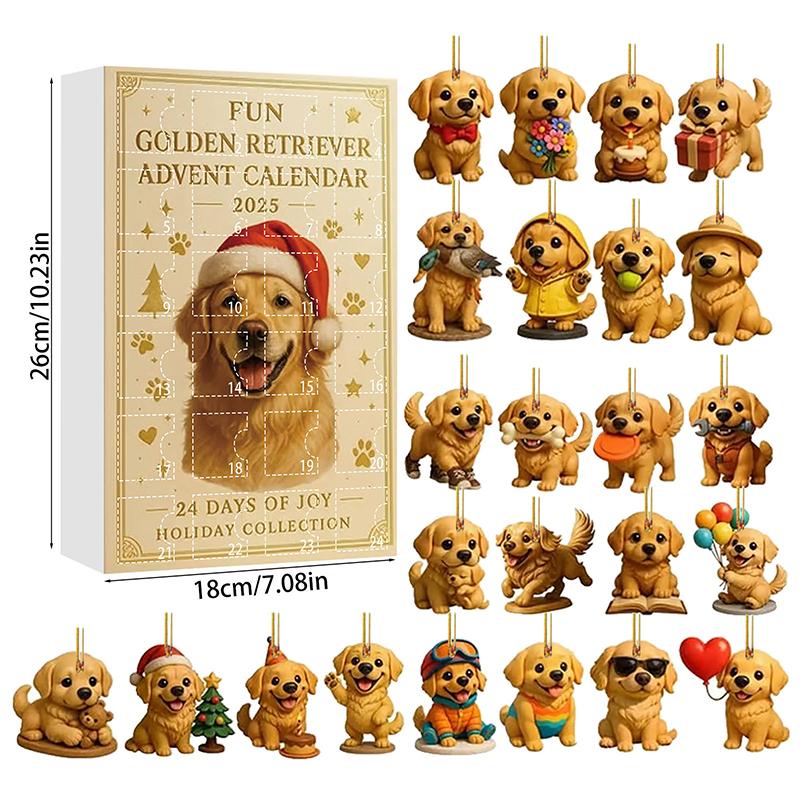 Fun Golden Retriever Advent Calendar 2025,Pug Advent Calendar 2025,Christmas Calendar With 24 Golden Retrievers