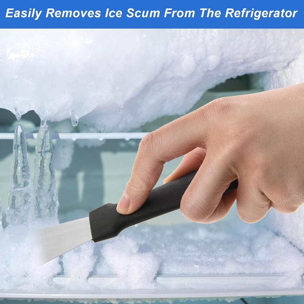 2Pcs Cleaning Scrapers, Scrapers for Ovens Stoves Induction Hob Freezer Stainless Steel Scraper Corner Seam Cleaning Tools Putty Scraper with Plastic