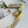 1.3 Inch Wide Jacquard Woven Fabric Ribbon White Black Gold Fringe Trim Gold Glitter Embroidery Ribbon Lace Accessories