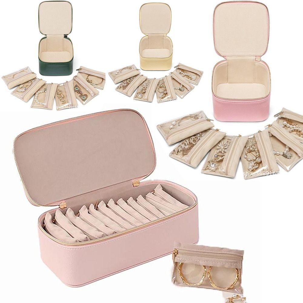 Portable Earring Storage Case PU Leather Jewelry Case Multifunctional Jewelry Storage Box