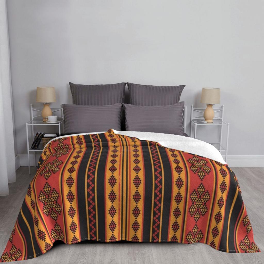 Foutha Kabyle Ethnic Knitted Blanket Amazigh African Tunisia Flannel Throw Blankets Home Couch Decoration Soft Warm Bedspreads