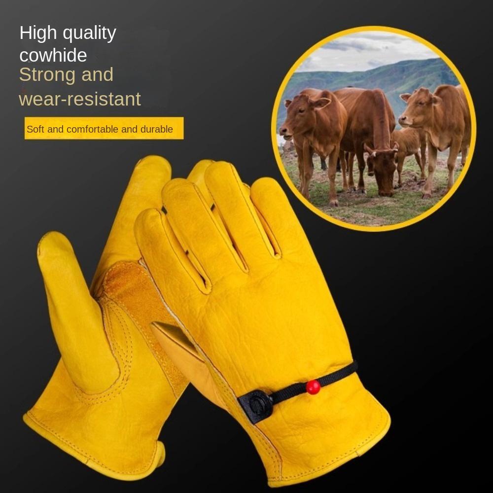 1 Pair Yellow Welding Gloves Heat-Resistant Work Gloves High Quality Cowhide Gloves  Workplace