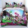 Anime-Themed Splatoon Design Bedding, 3D Digital Print, All-Season Polyester Quilt Cover & 1/2 Pillowcases