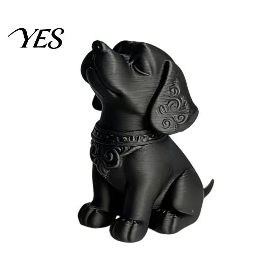 Sitting Puppy Sculpture 3D Printed Dog Figurine, Modern Black Decorative Statue, Desk Decor Animal Shape Decoration, Gift for Pet Lovers Home