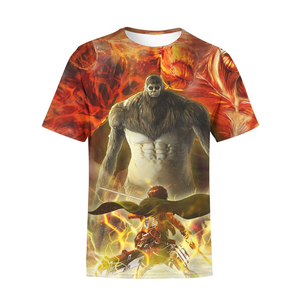 Attack on Titan 3D Digital Print T-Shirt for Anime Fans, Fashion Graphic Tee, Breathable Polyester Short Sleeve Streetwear Tops
