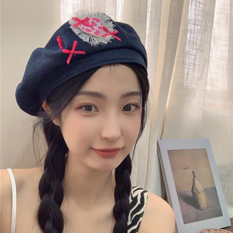 

Женская летняя шляпа с большой окружностью головы Belle Painter Love Cowboy Beret Cap