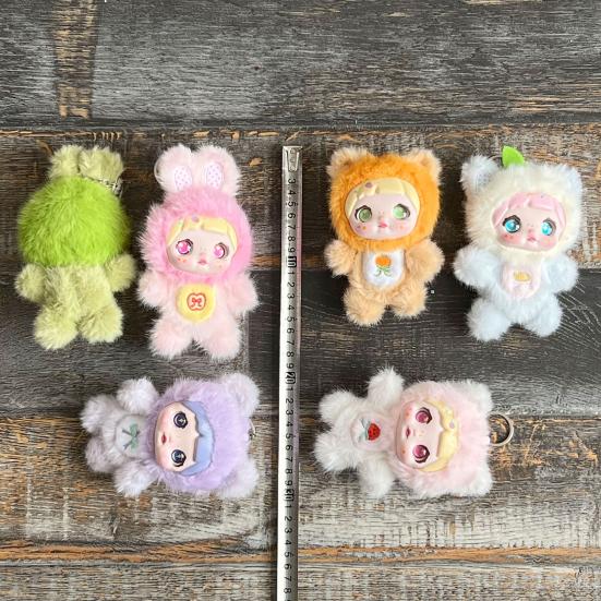 Vinil Bebek Peluş Anahtarlık Meyve Temalı Dolgulu Hayvan Kapüşonlu 14cm Sevimli Sırt Çantası Charmı ve Koleksiyonluk Oyuncak