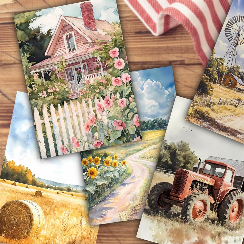 32 Stück, Herbstbauernhof Postkarten, Herbsternte Thema, Warmer Landhausstil, Postkarten zum Versenden, Grußkarten, Sammlerstücke