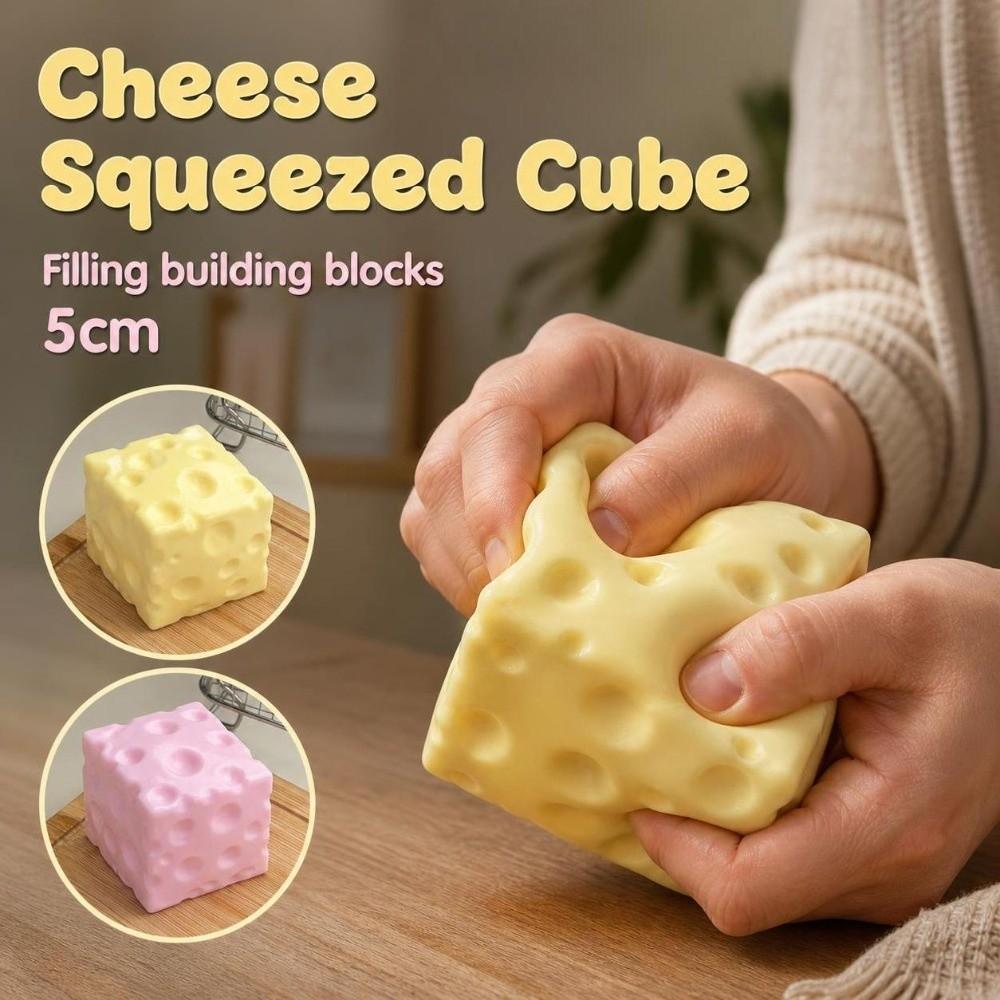 Soundeffekte Käse gequetscht Würfel Knuspriger Käse Quetschspielzeug Käse Stressball Büro Schreibtisch Spielzeug