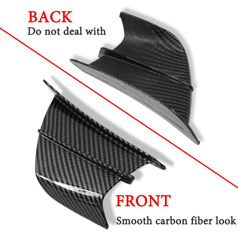 Pair Motorcycle Carbon Fiber Look Winglets Fin Spoiler Trim Cover Air Deflector