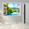 57*90cm 3DMountain Wild Lake Natural Scenery False Window Wall Painting Living Room Bedroom Removable Wall Sticker Hoom Decor