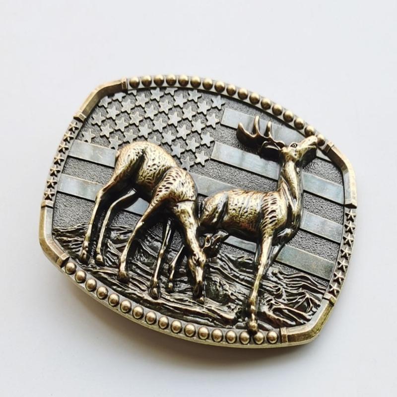 Engraved Deer Pattern Belt Buckle For Men And Women Western Belt Buckle for 1.5Inch Width Belt Waistband Accessories