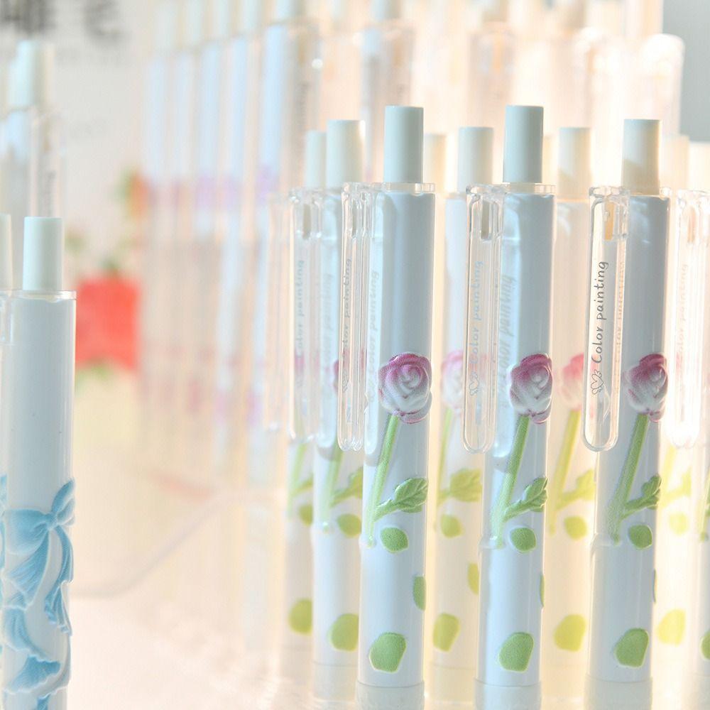 Full Needle Tube Writing Pen Black Pressing Pen Bows Gel Pen  Daily Use