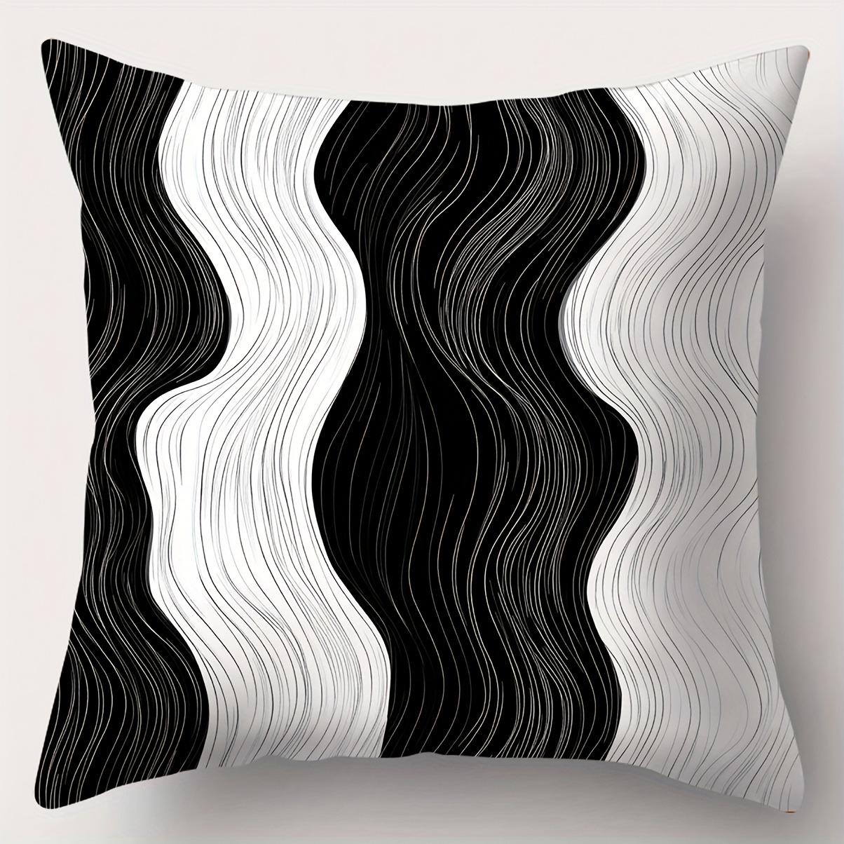 

Современная геометрическая линия черно-белый узор наволочкаПодходит для дивана автомобиля спальни декоративная наволочка на подушку 16x16Inch