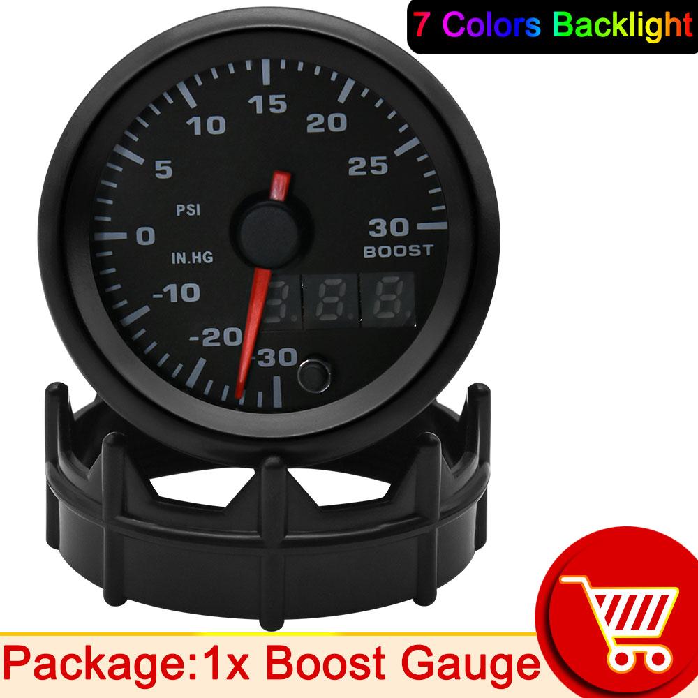 AD 52mm Boost Gauge 7 Colors LED Dual Display Water Temp Oil Temp Oil Pressure Voltmeter Air Fuel Ratio EGT Tachometer Car Gauge
