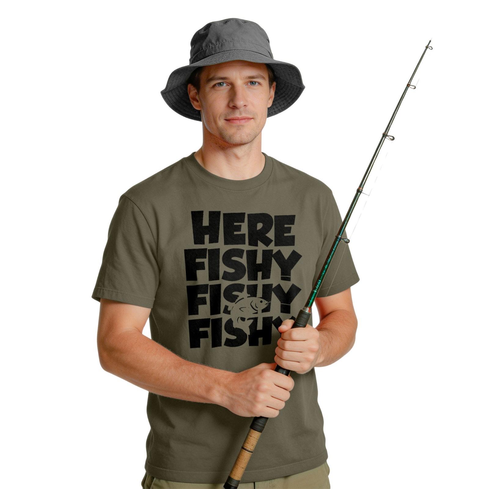 Here Fishy Fishy Fishing Hunting T-shirt | Funny Fisherman Dad Father Gift Tee S разноцветный