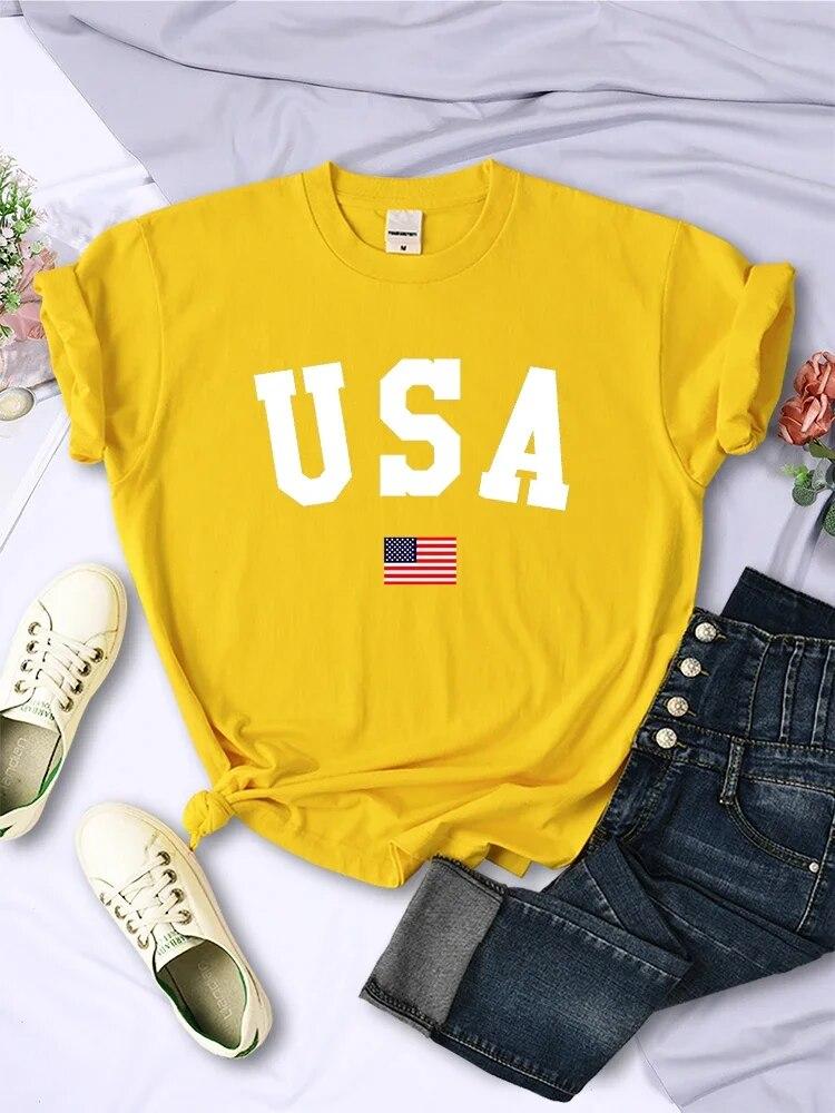 USA National Flag City Street Printed Unisex T-shirts Fashion Breathable Short Sleeve Summer Hip Hop O-Neck Tees Hip Hop Tshirts