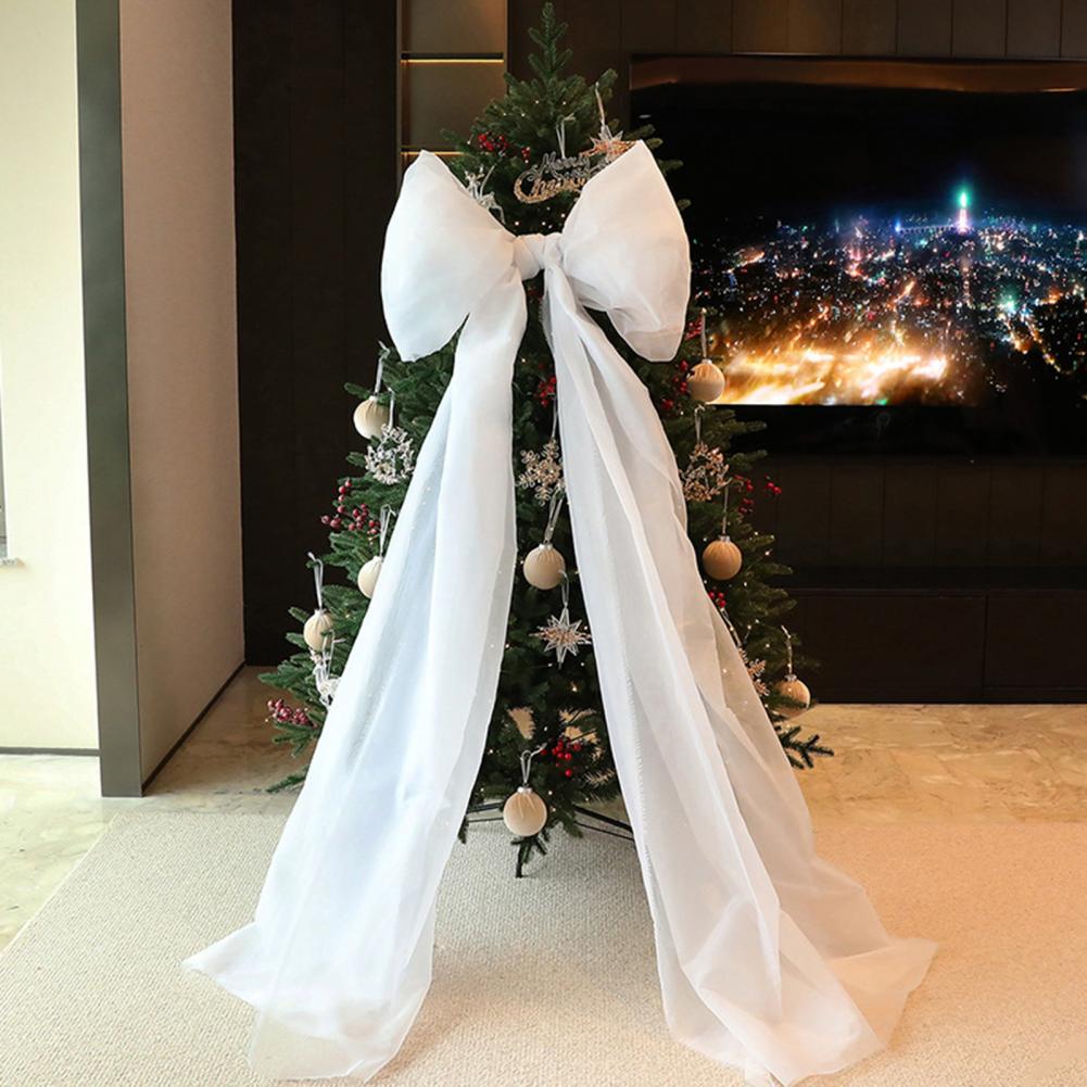Christmas Tree Topper Bow Extra Large Mesh Bow with Long Streamers for Holiday Wedding Birthday Party Wall Decoration