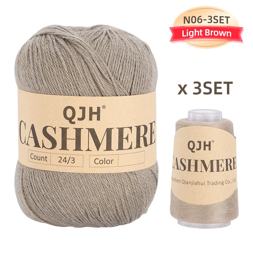 Premium Cashmere Yarn Bundle - Soft, 3 Big & 3 Small Luxurious Knitting & Crochet Yarn Thread for Sweaters, Scarves, Hats, Shawl