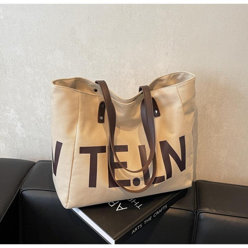 Canvas Bag Women's Large-capacity New Autumn and Winter Versatile Literary and Lazy Style Shoulder Commuter Tote Bag