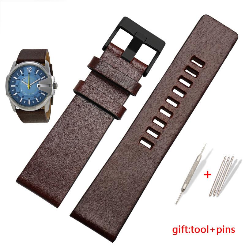Genuine leather watchband For Diesel DZ4343/4405/7257/4423/1657 watchband 22 24 26 28 30 32 34mm cow leather with rivet straps